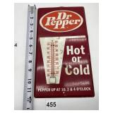 DR. PEPPER HOT OR COLD METAL SIGN W/ THERMOMETER