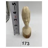 CARVED AFRICAN BONE FEMALE BUST, TRIBAL