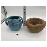 ART NOUVEAU POTTERY VASE DOUBLE HANDLE AND