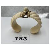 BONE CARVED BRACELET 3 CARVED ELEPHANTS IN