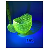 DAISY AND BUTTON FOOTED CREAMER VASELINE URANIUM