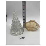 CARNIVAL PIG BANK AND GLASS CHRISTMAS TREE