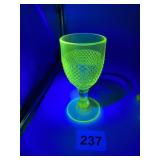 VASELINE URANIUM GLASS STEMMED CORDIAL GLASS