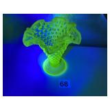 HOBNAIL OPALESCENT EDGE BASE HAS LARGE CHIP