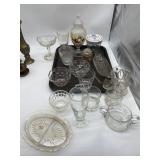 ASSORTED GLASS WARE, DIVIDED DISH, ETC.
