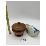 HOLAND SHOE AND WOOD COVERED BOX