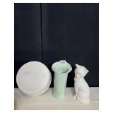 CAL FIGURINE 10 IN AND LARGE BOWL WITH VASE