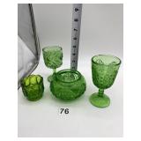 EARLY AMERICAN PATTERN GLASS GREEN DAISY AND