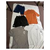 UNDER AMOUR SHORTS, 3 T SHIRTS
