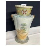 HAND PAINTED NIPPON VASE 10IN