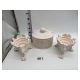JEANETTE GLASS PINK EAGLE BASE CANDLE HOLDERS AND