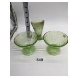 URANIUM GLASS CUPS SMALL CHIP ON EDGE OF ONE