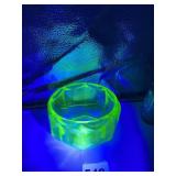 URANIUM GLASS TWO AND A HALF INCH HIGH BOWL