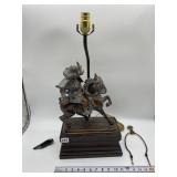 SAMURAI WARRIOR ON HORSE BRONZE LAMP TAIL NEEDS