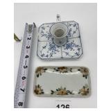 HAND PAINTED NIPPON FLOWER DESIGN DRESSER TRAY,