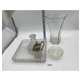 ASSORTED GLASS PIECES INCLUDING 10-INCH-HIGH VASE