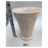 PINK MILK GLASS CROSSHATCH VASE