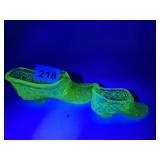 2 URANIUM VASELINE GLASS SHOES