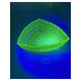 VASELINE URANIUM GLASS TRIANGLE SHAPE DISH