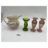 ENGLAND PITCHER, FENTON TORCH BUD POSEY VASE, 2