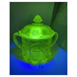 MOSSER CHERRY & CABLE URANIUM GLASS DOUBLE