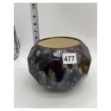 FACETED POTTERY BOWL BROWN TONES