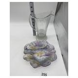 PATTERN GLASS DISH WITH LEAF DESIGN AND FLUTE IN