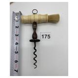 BONE HANDLE ANTIQUE ENGLISH WINE CORK WITH BRUSH