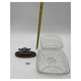 STERLING HANDLE NAIL BUFFER & 2 SQUARE PLATES