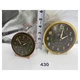 2 VINTAGE BABY BEN ALARM CLOCKS ONE PINK