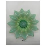 MCM FOSTORIA HEIRLOOM GREEN OPALESCENT FLOAT BOWL