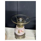 HAND PAINTED HURRICANE LAMP BASE FLOWER DESIGN NO