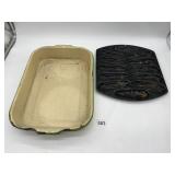 VINTAGE METAL BAKING DISH AND CORNBREAD BAKING