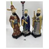 3 CLOISONNE CHINESE FIGURES 14.75 INCHES HIGH