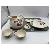 CANONSBURG POTTERY PITCHER, CUPS, DISH