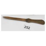 COPPER EMBOSSED LETTER OPENER W/ FLOWER DESIGN