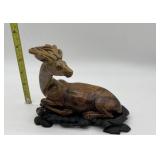 CHINESE CAR SOAPSTONE SCULPTURE OF A RECUMBENT