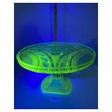 VASELINE STRETCH GLASS URANIUM GLASS PEDESTAL