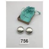 TIFFANY & CO STERLING SILVER BUTTON EARRINGS WITH