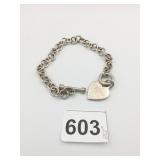 SILVER 925 CHAIN BRACELET HEART PENDANT