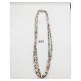 DOUBLE STRAND SHELL NECKLACE GRAY AND BEIGE