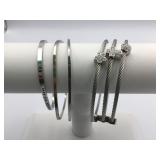 SET OF 3 TWISTED WIRE BANGLE BRACELETS RHINESTONE