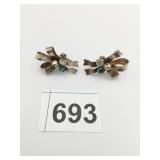 STERLING SILVER SCREW BACK EARRINGS PEARL GREEN