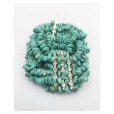 BLUE STONE CHIP MULTI STRAND BRACELET STRETCH