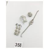 RHINESTONE BRACELET PIN DROP EARRINGS PELL PIN