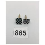 CUFF LINKS CHECKERBOARD SHELL UNBRANDED