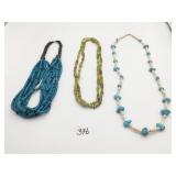 BEADED NECKLACES MULTI STRAND BLUE SHELL BEADS