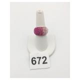 SILVER 925 RHINESTONE RING  SIZE 8 RED FADES TO