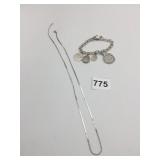 SILVER 925 CHARM BRACELET CHAIN NECKLACE
