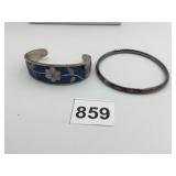 CUFF BRACELET BLUE INLAY BANGLE BRACELET
